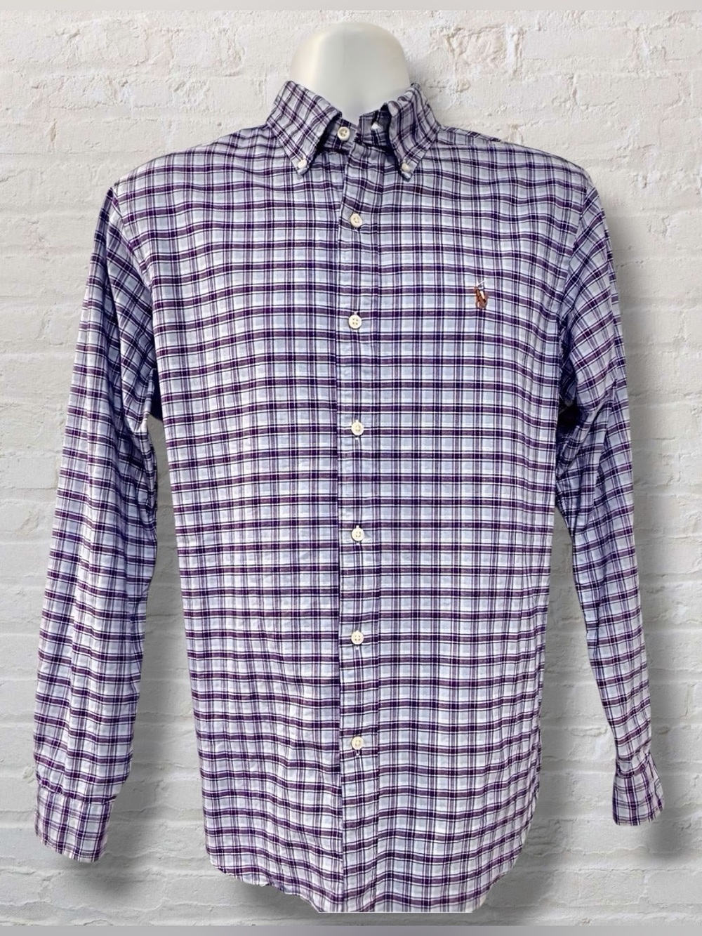 Polo Ralph Lauren Purple Plaid Button Down Shirt Multicolor Pony Classic Mens